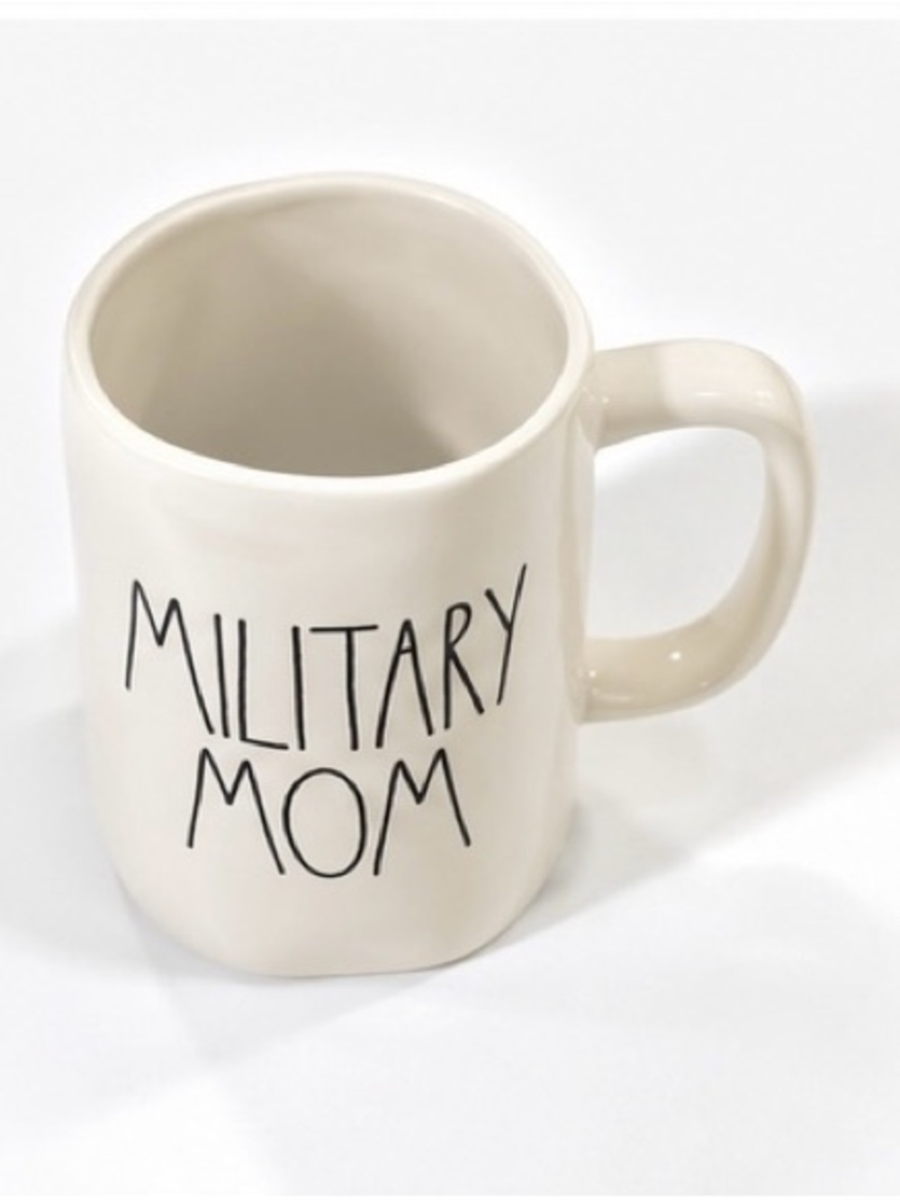 Rae Dunn MILITARY MOM Coffee Mug White Black Lettering NWT